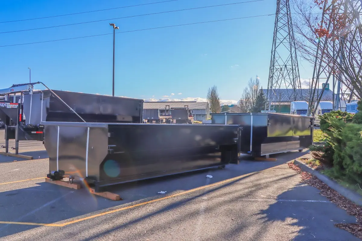 Roll-off dumpster ready for waste disposal at job site for Estate Cleanout Dumpster Rental in Citrus Park